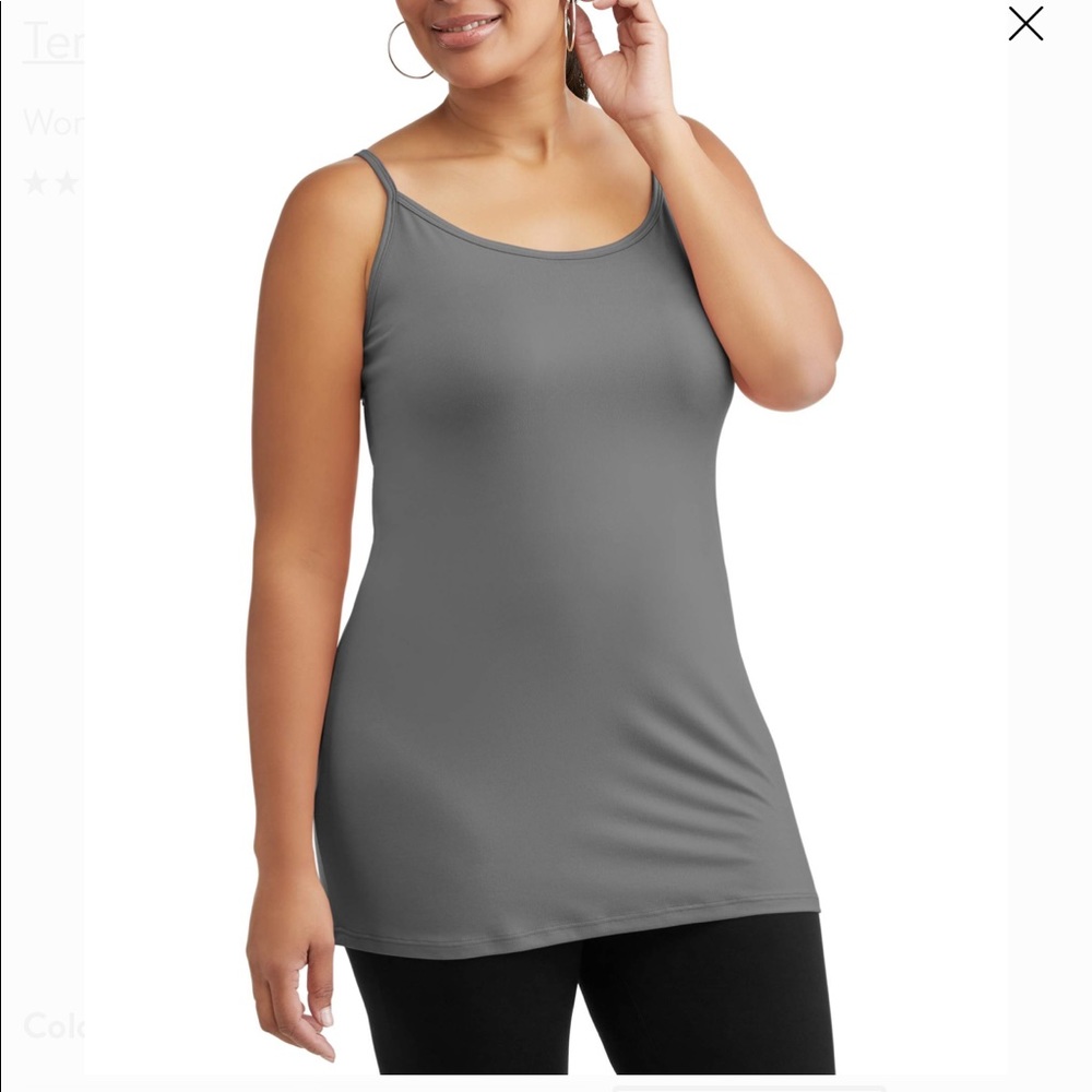 4 long cami tanks - 2 gray + 2 navy